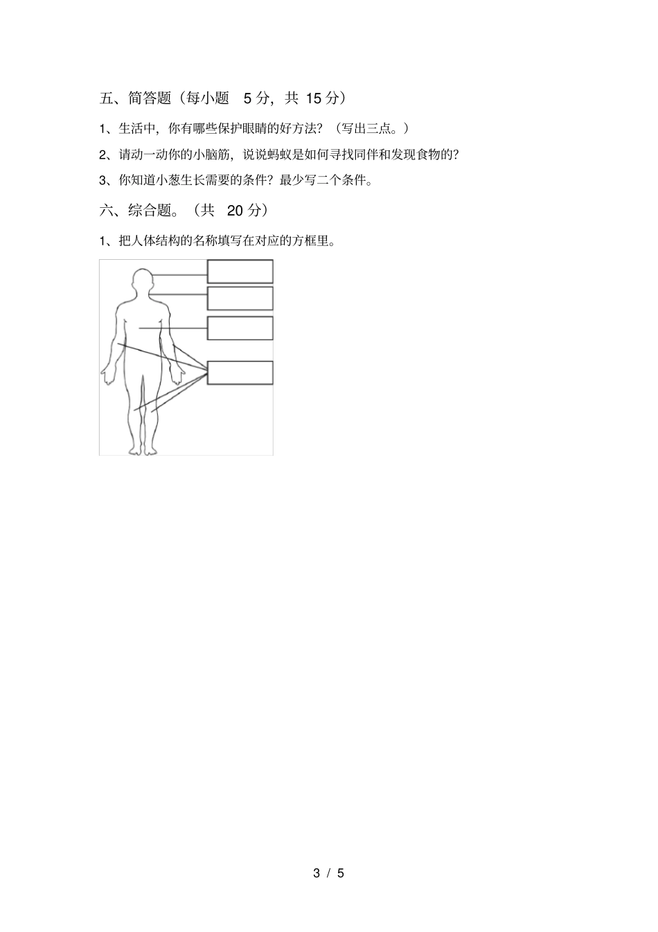 最新教科版二年级科学上册期中试卷及答案【完美版】_第3页