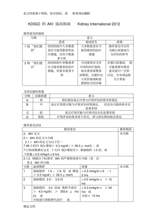 最新整理KDIGO的AKI临床指引复习过程