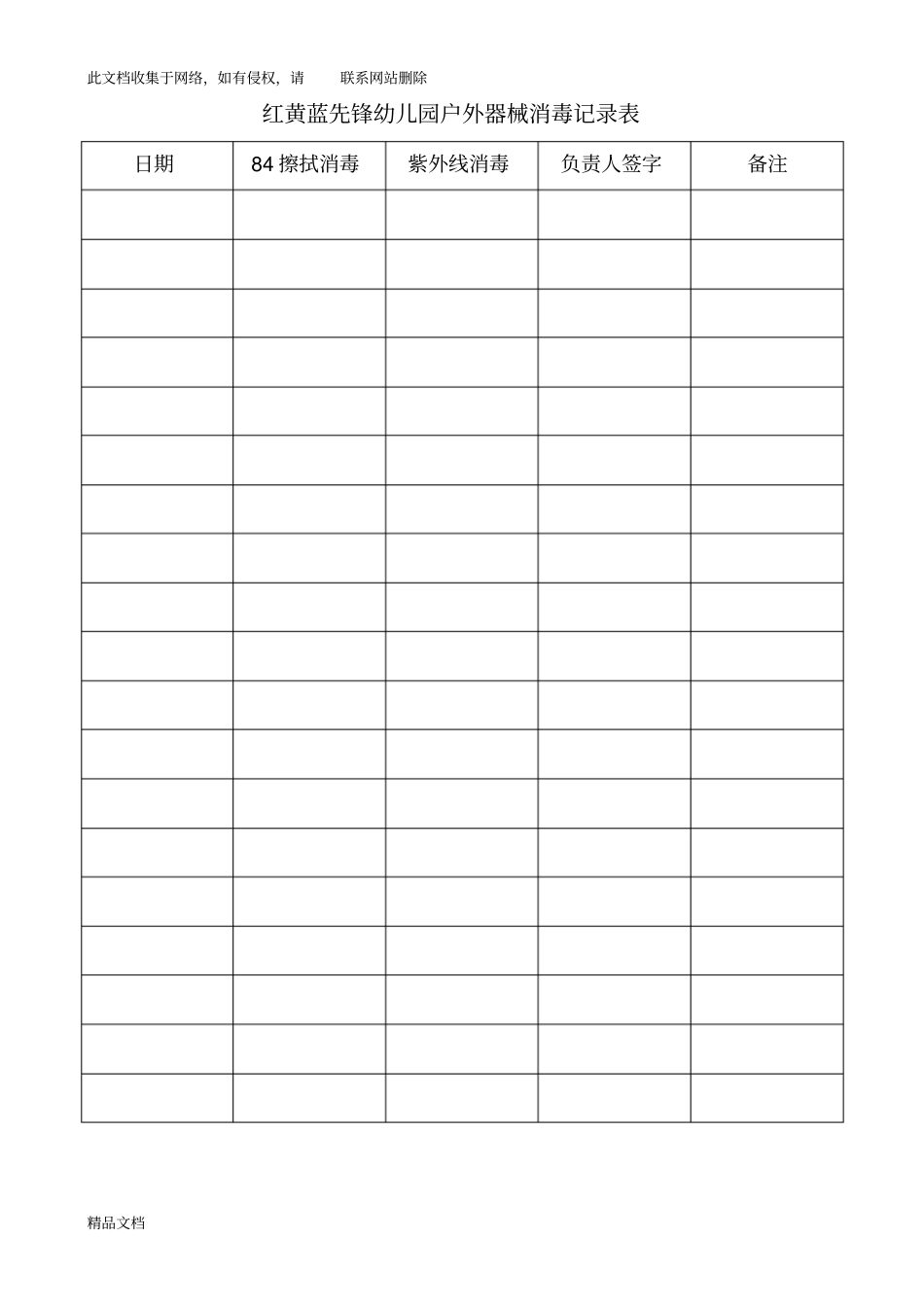 最新整理幼儿园户外器械消毒记录表说课材料_第1页