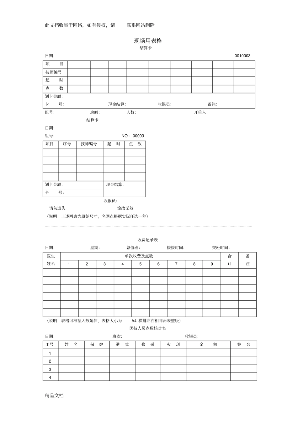 最新整理足浴店营业各种表格大全讲解学习_第1页