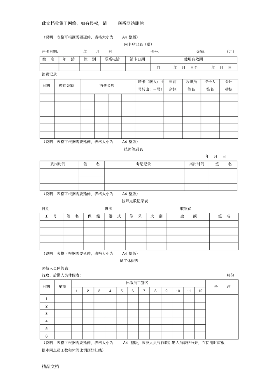最新整理足浴店营业各种表格大全讲解学习_第3页