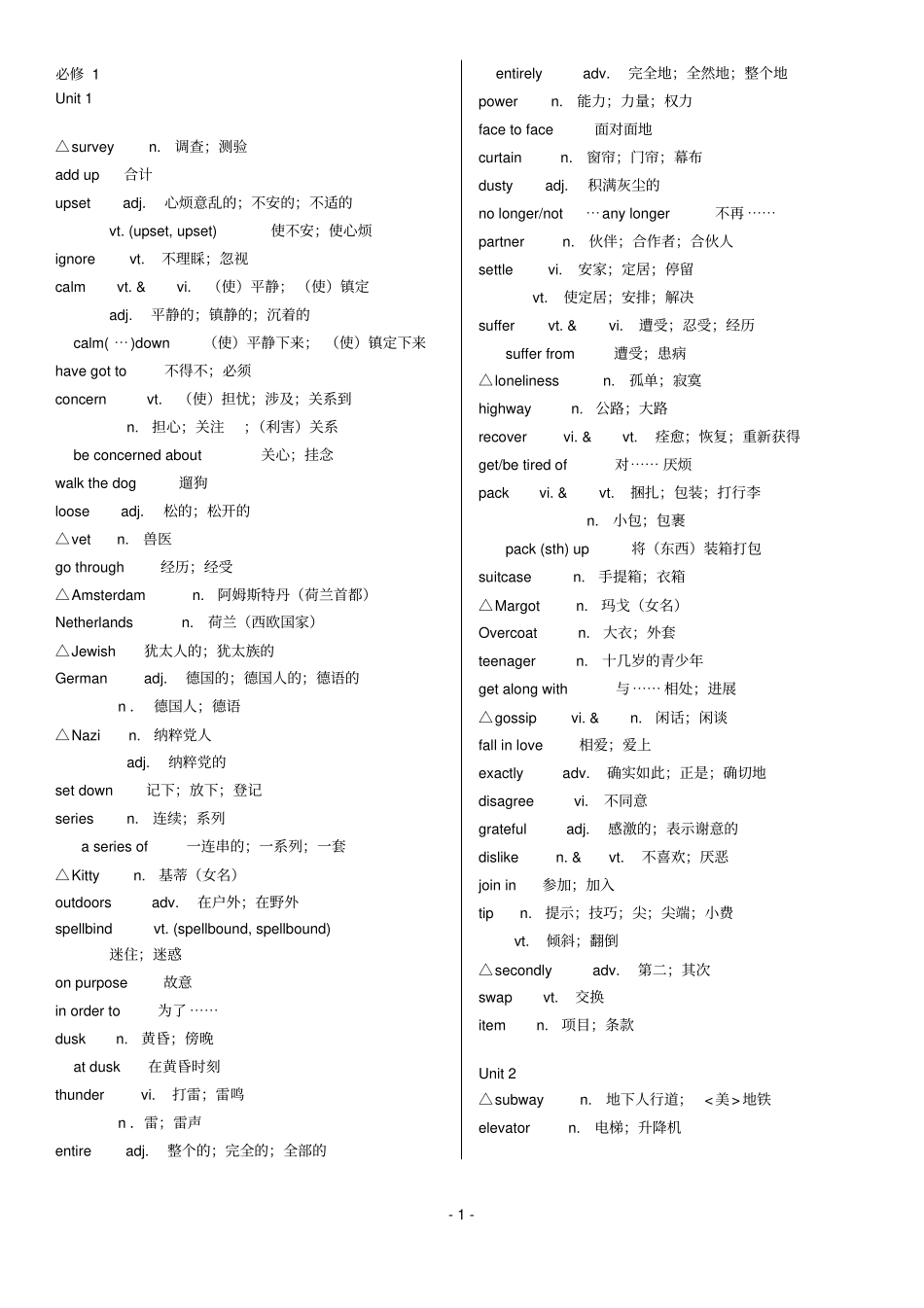 最新整理：人教版高中英语单词表_第1页