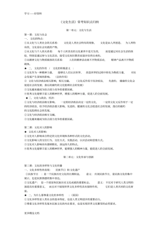 最新文化生活常考知识点归纳