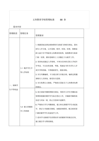 最新最新88条义务教育学校管理标准资料