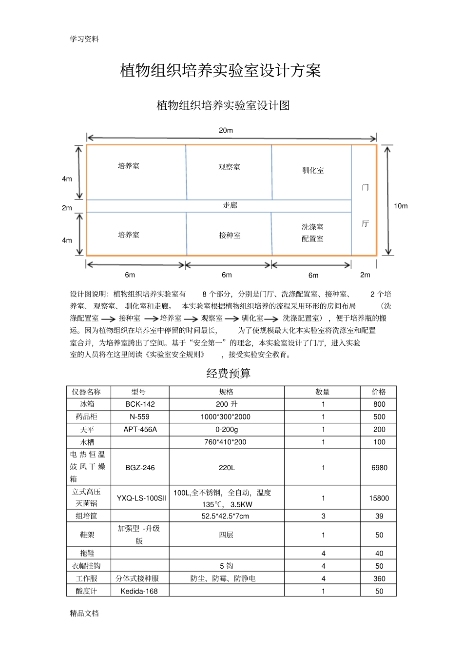 最新植物组织培养试验室设计方案教程文件_第1页