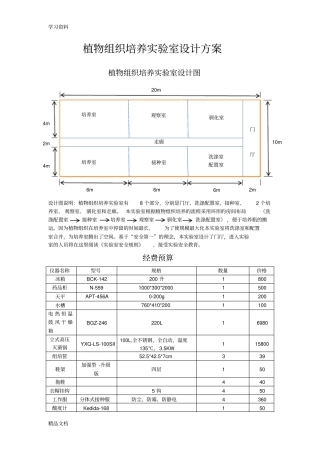 最新植物组织培养试验室设计方案教程文件