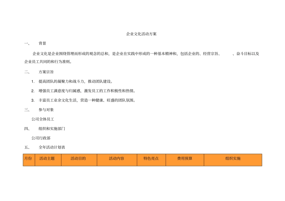 最新每月企业文化活动方案_第1页