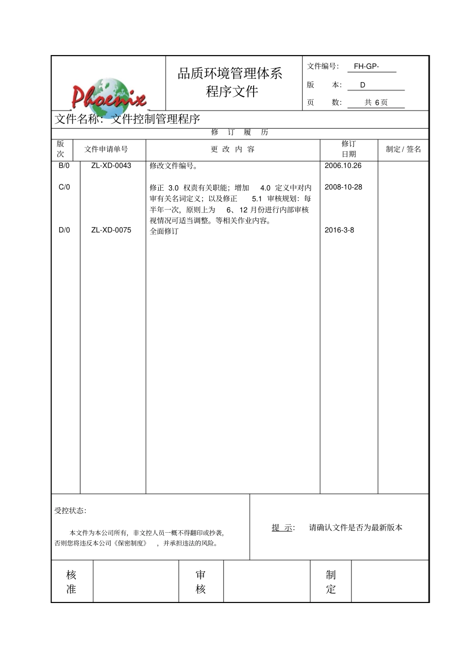 最新版ISO9002015体系文件控制程序_第1页