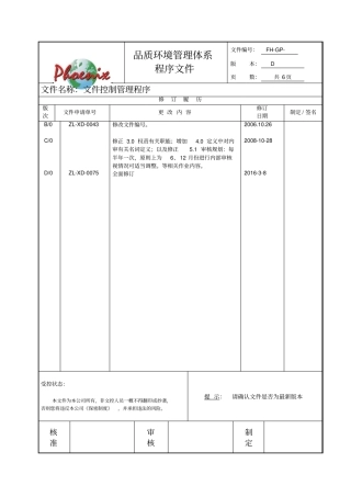 最新版ISO9002015体系文件控制程序