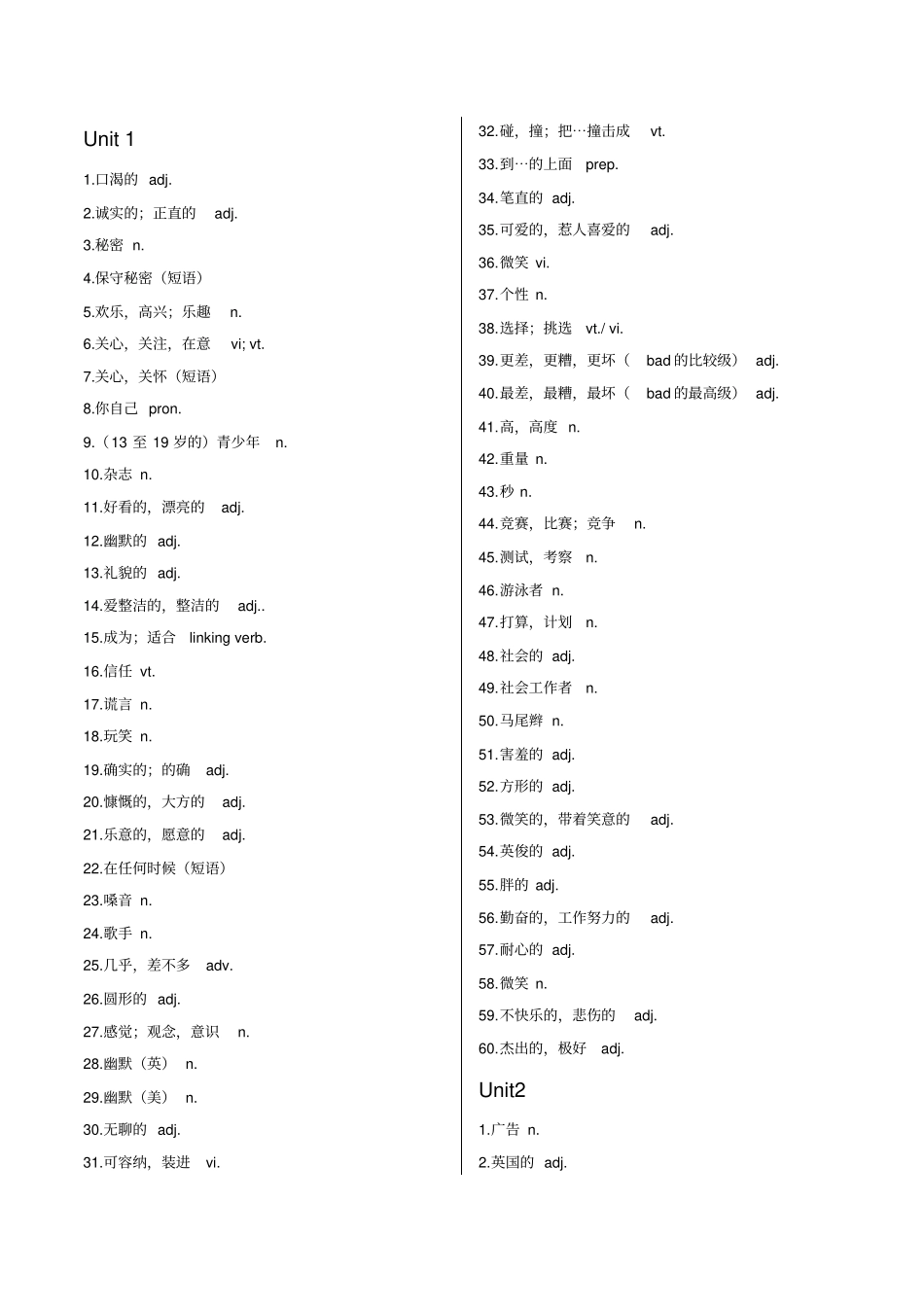 最新译林牛津英语苏教版八年级上8A单词默写_第1页