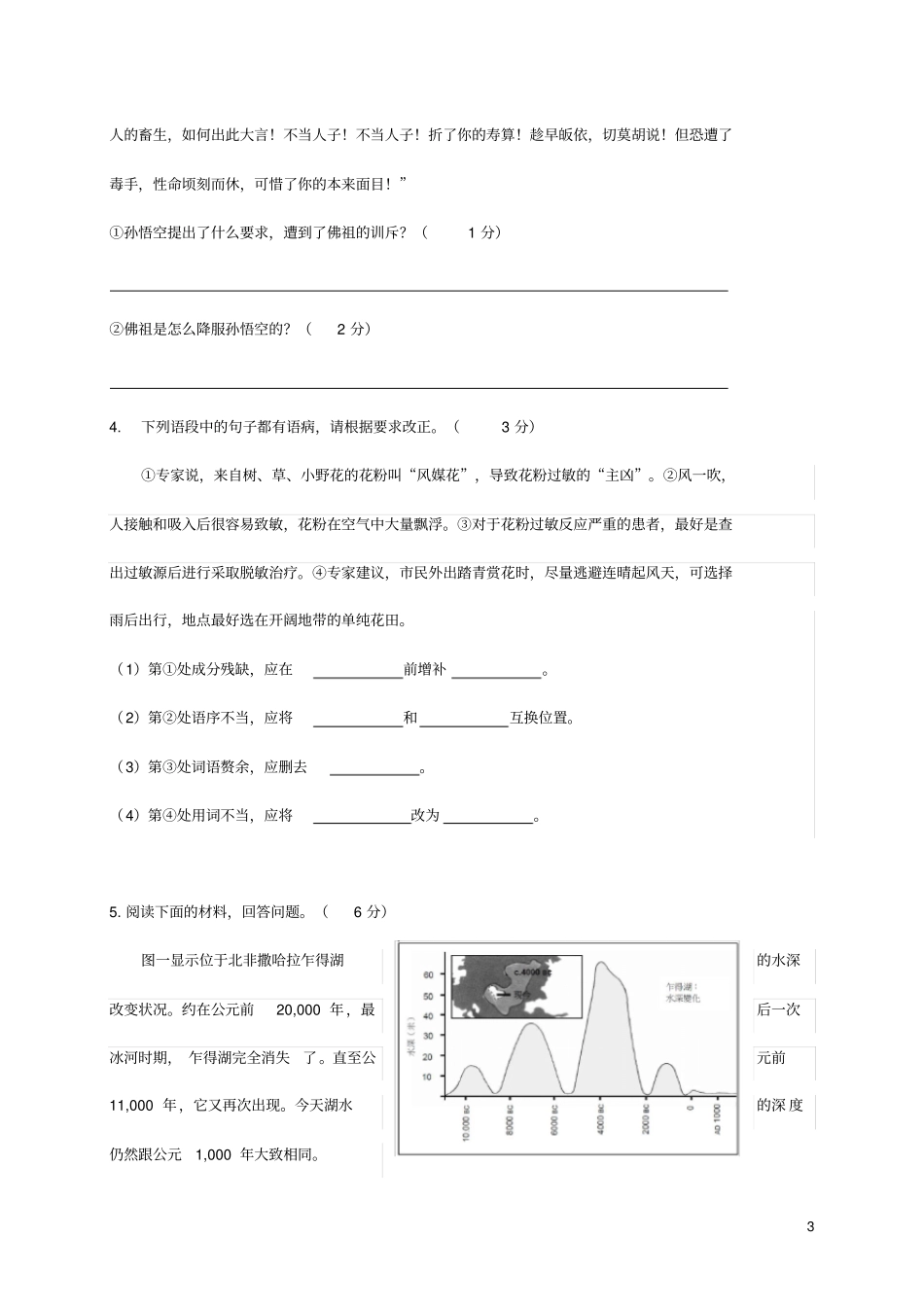 最新语文中考模拟试题及答案解析_第3页