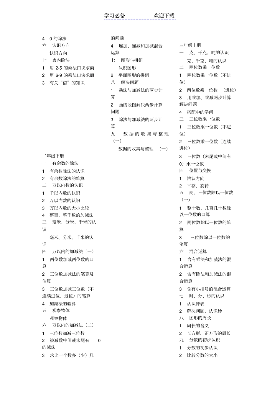 最新青岛版小学数学目录_第2页