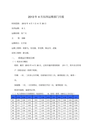 月份IDC运维部门月报