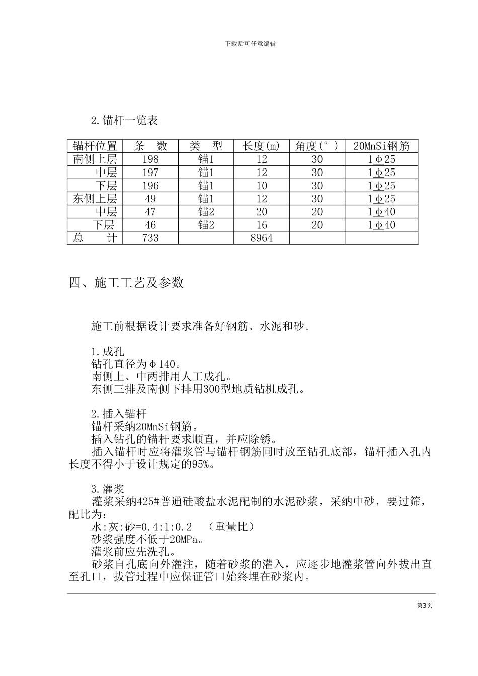 基坑支护锚杆工程施工方案计算书和结算_第3页