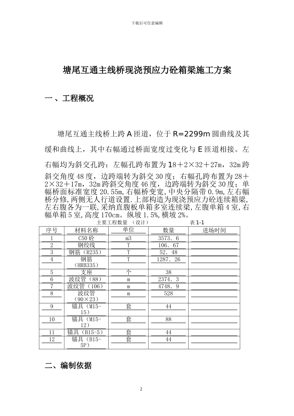 塘尾互通主线桥现浇预应力砼箱梁施工方案_第2页