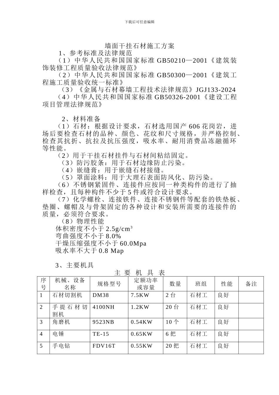 墙面干挂石材施工方案_第1页