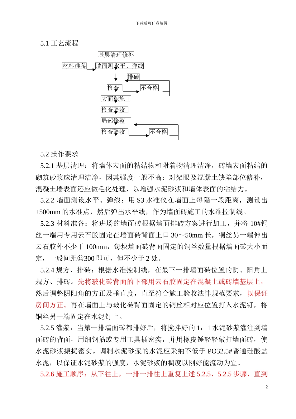 墙面块料面层湿挂法施工工法_第2页