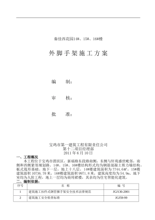 外架搭设施工方案