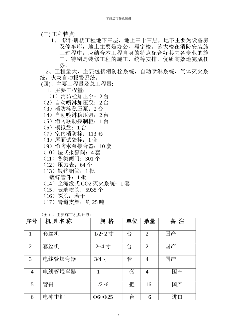 大楼消防工程施工组织设计_第2页