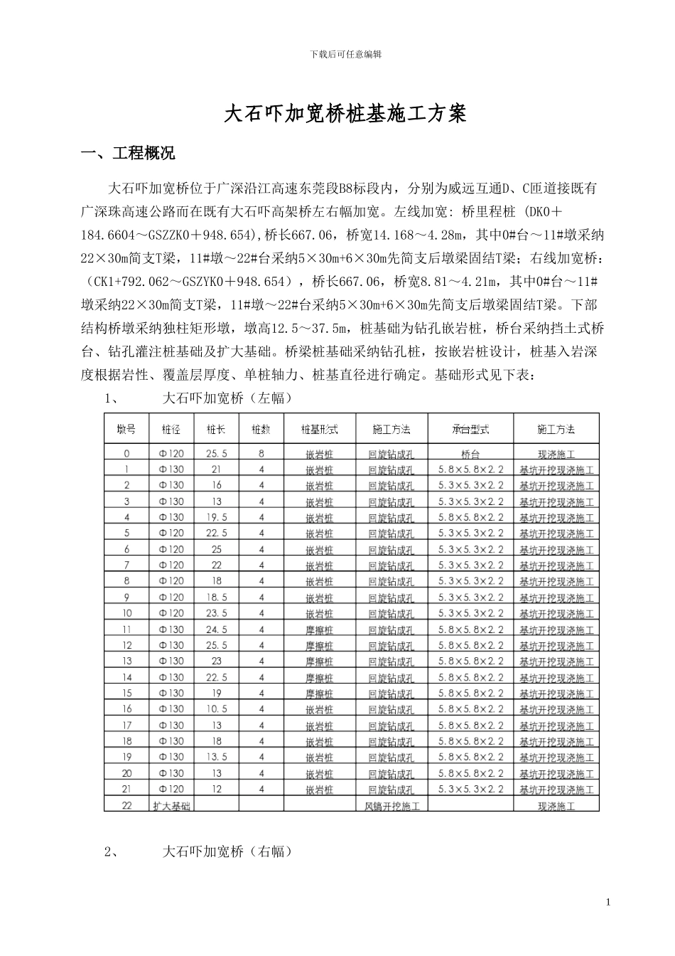 大石吓加宽桥桩基施工方案_第1页