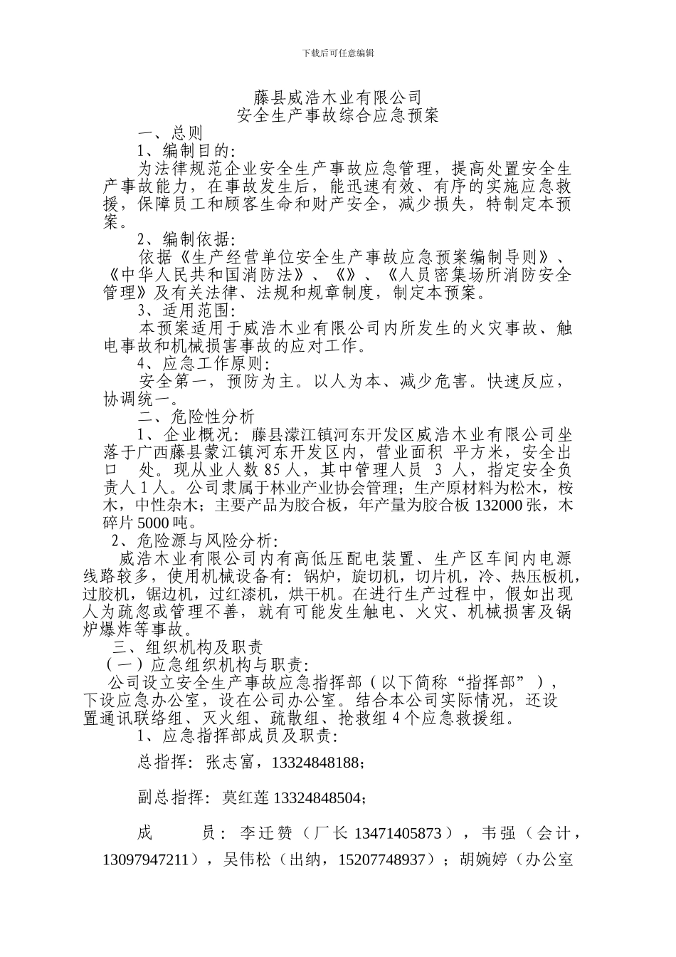 威浩木业应急预案_第1页