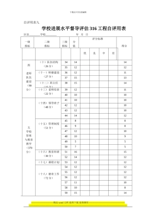 学校发展水平督导评估316工程小学自评用表12