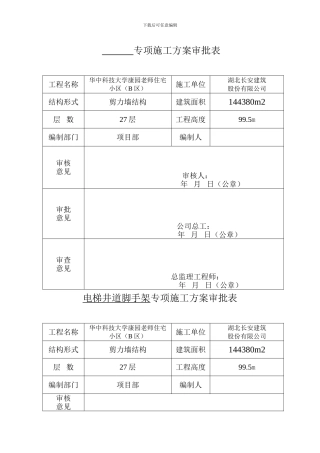 安全文明施工专项施工方案审批表