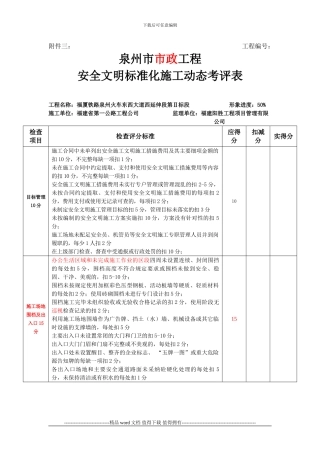 安全文明标准化施工动态考评表