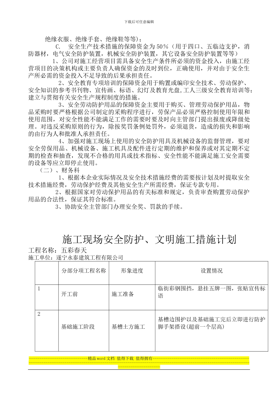 安全施工措施费用计划和落实方案_第2页
