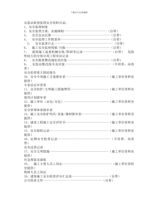 安全监理资料目录