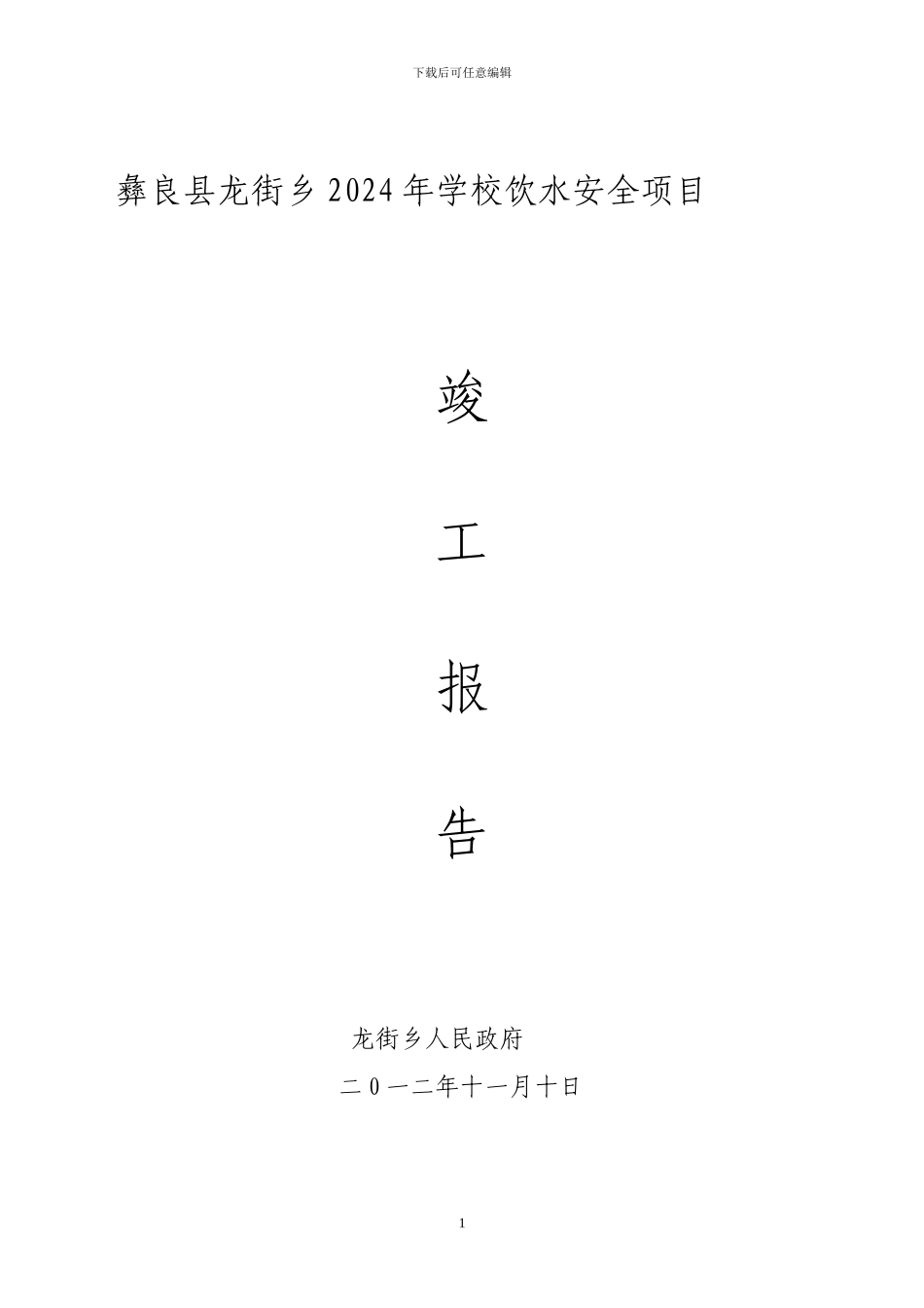 安全饮水工程竣工报告_第1页