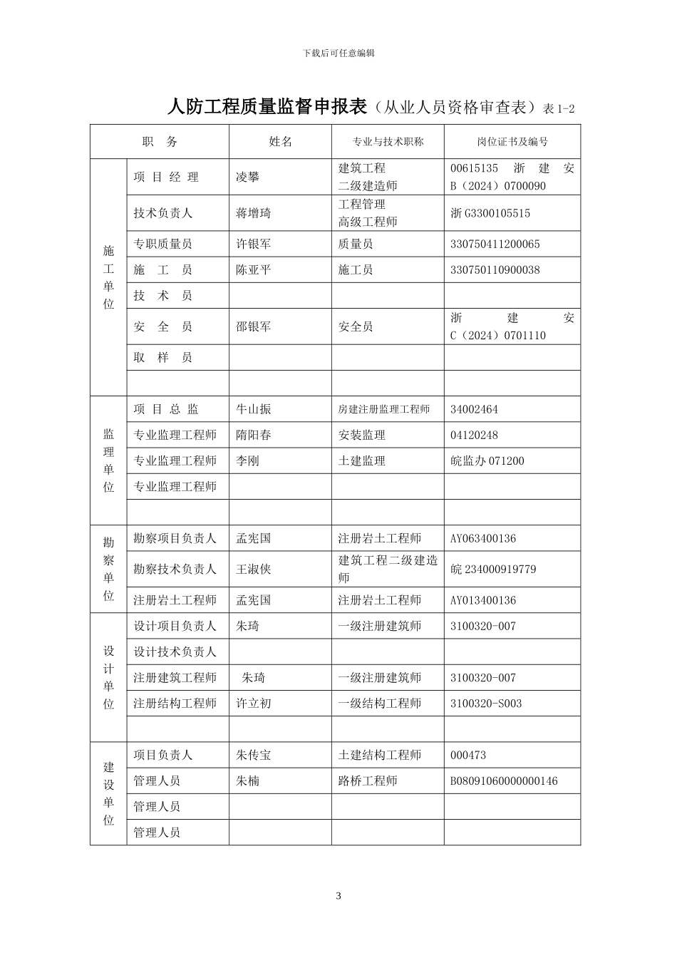 安徽省人防工程质量监督申报表_第3页