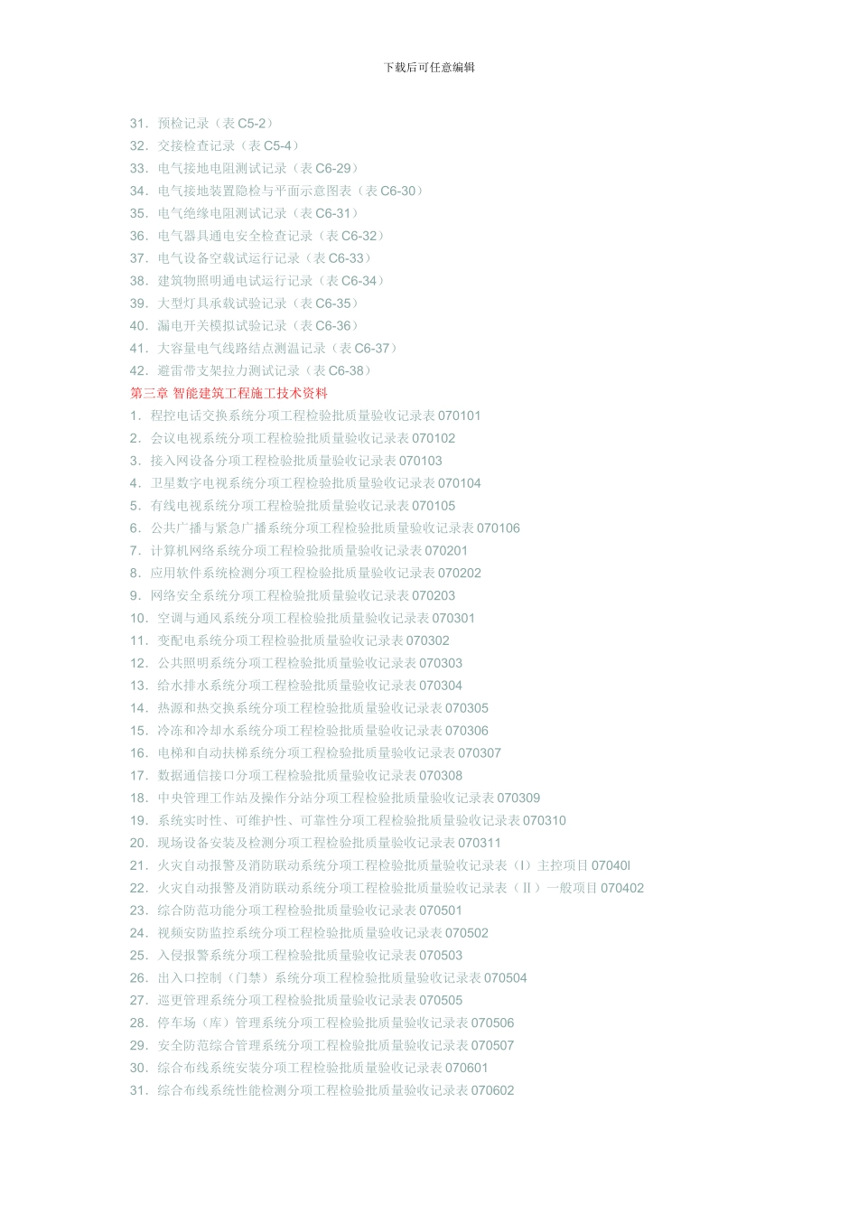 安装工程技术资料表格目录_第3页