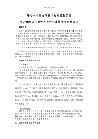 安谷水电站右岸副坝及排涝洞工程防灾减灾防止重大人身伤亡事故专项行动方案