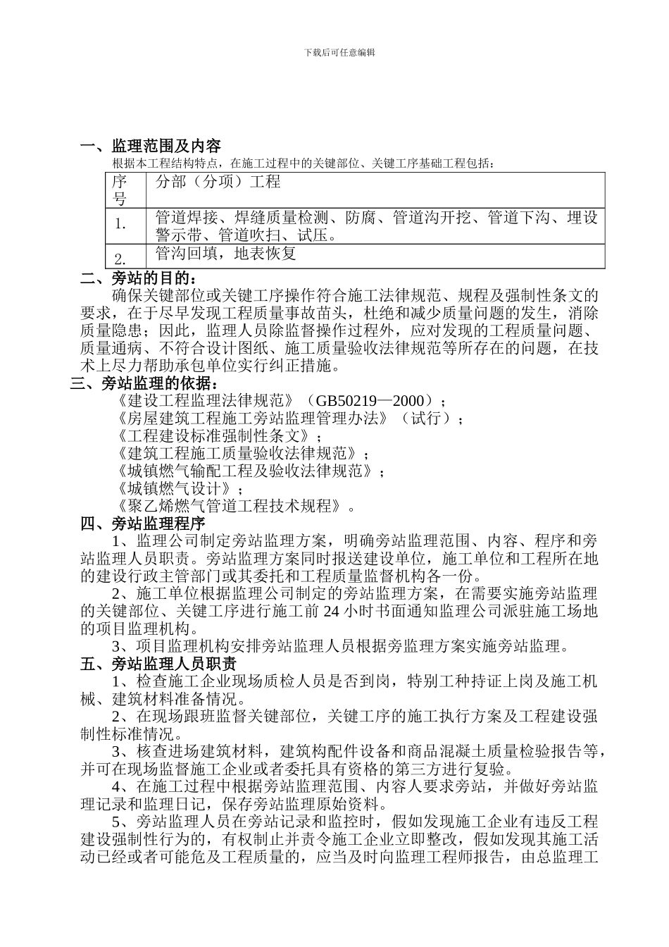 定州燃气工程旁站监理方案_第3页