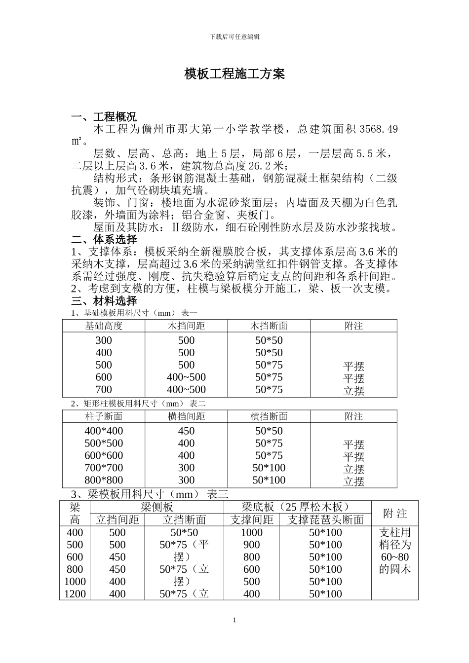 实验楼模板工程施工方案_第2页