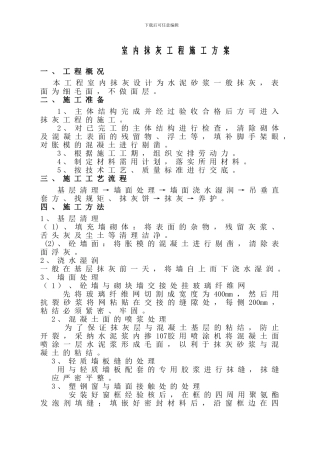 室内抹灰工程施工方案
