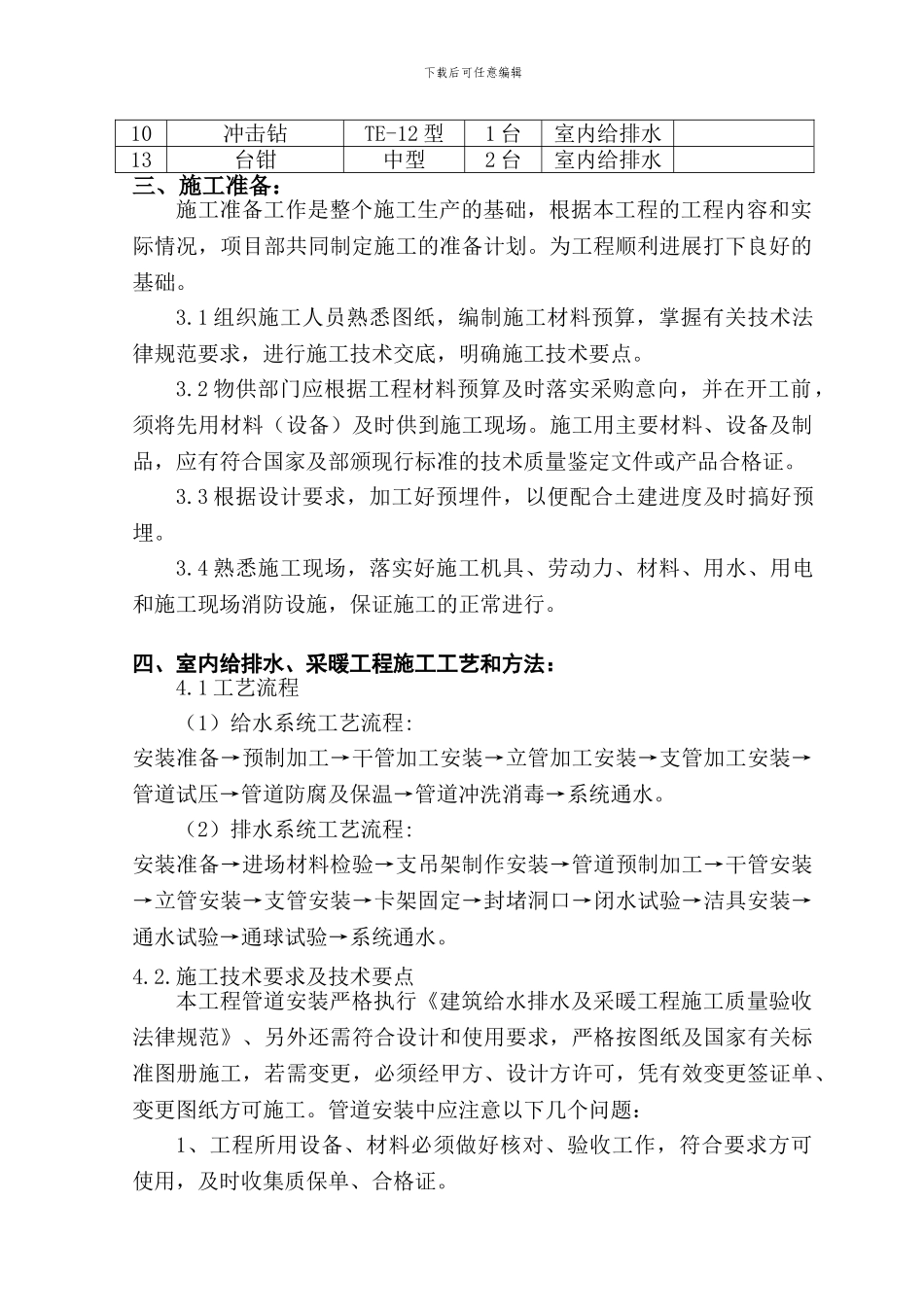 室内给排水施工方案范例_第2页