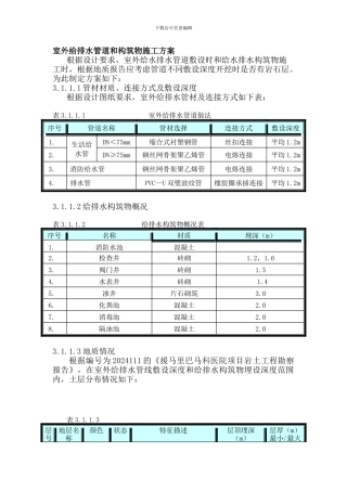 室外给排水管道和构筑物施工方案