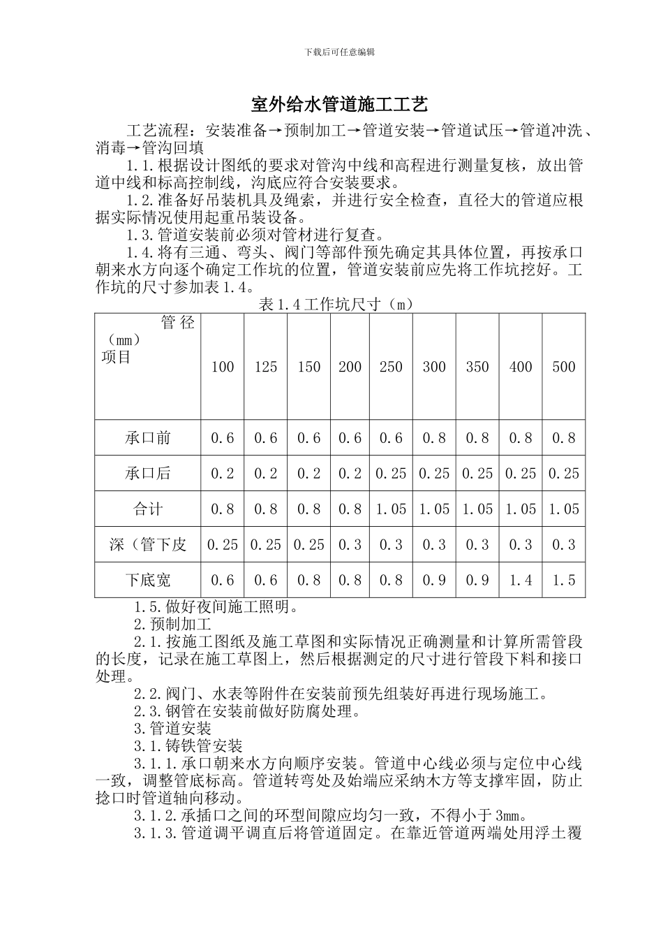 室外给水管道施工工艺_第1页