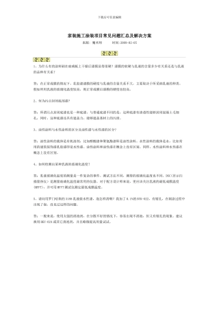 家装施工涂装项目常见问题汇总及解决方案