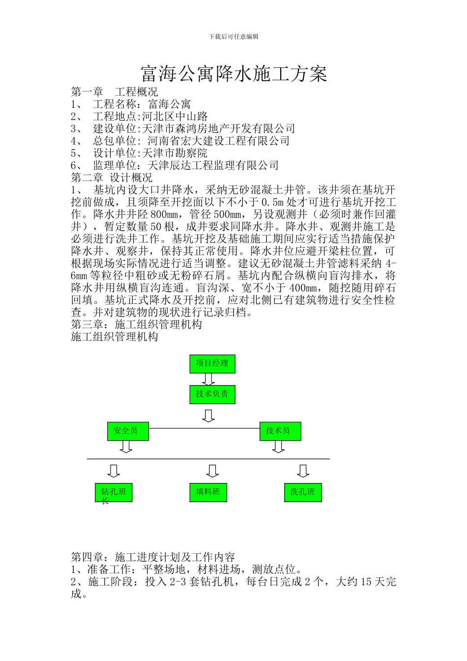 富海公寓降水施工方案_第1页