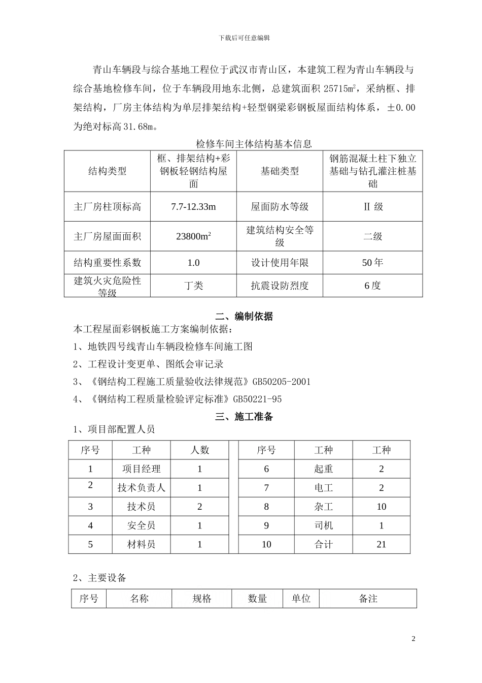 屋面彩钢板施工方案_第2页