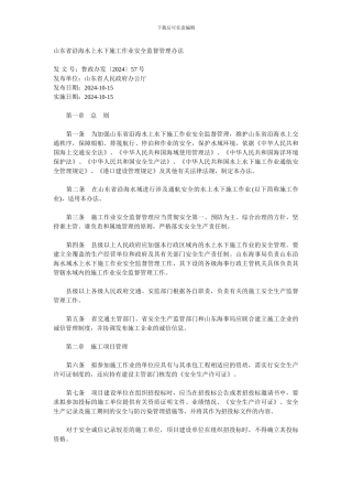 山东省沿海水上水下施工作业安全监督管理办法
