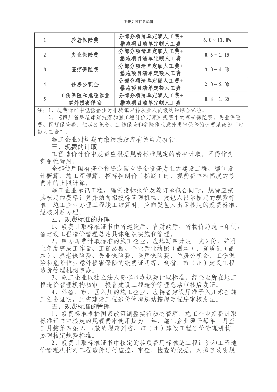 川建发94号关于印发《四川省施工企业工程规费计取标准》的通知_第3页