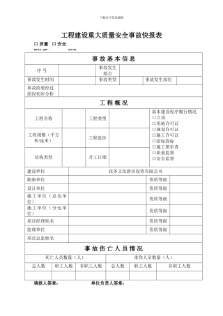 工程建设重大质量安全事故快报00