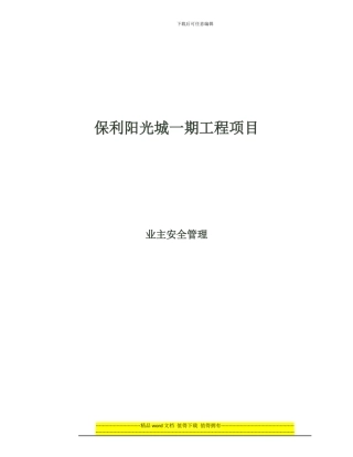 工程建设项目业主安全管理