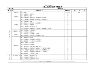 工程施工现场安全检查表