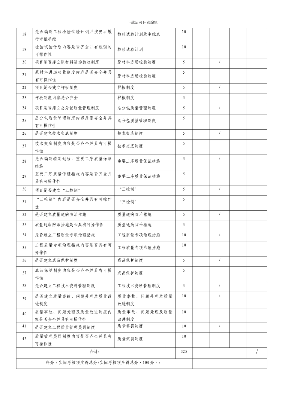 工程施工项目管理考核质量管理及工程质量过程考核表_第2页