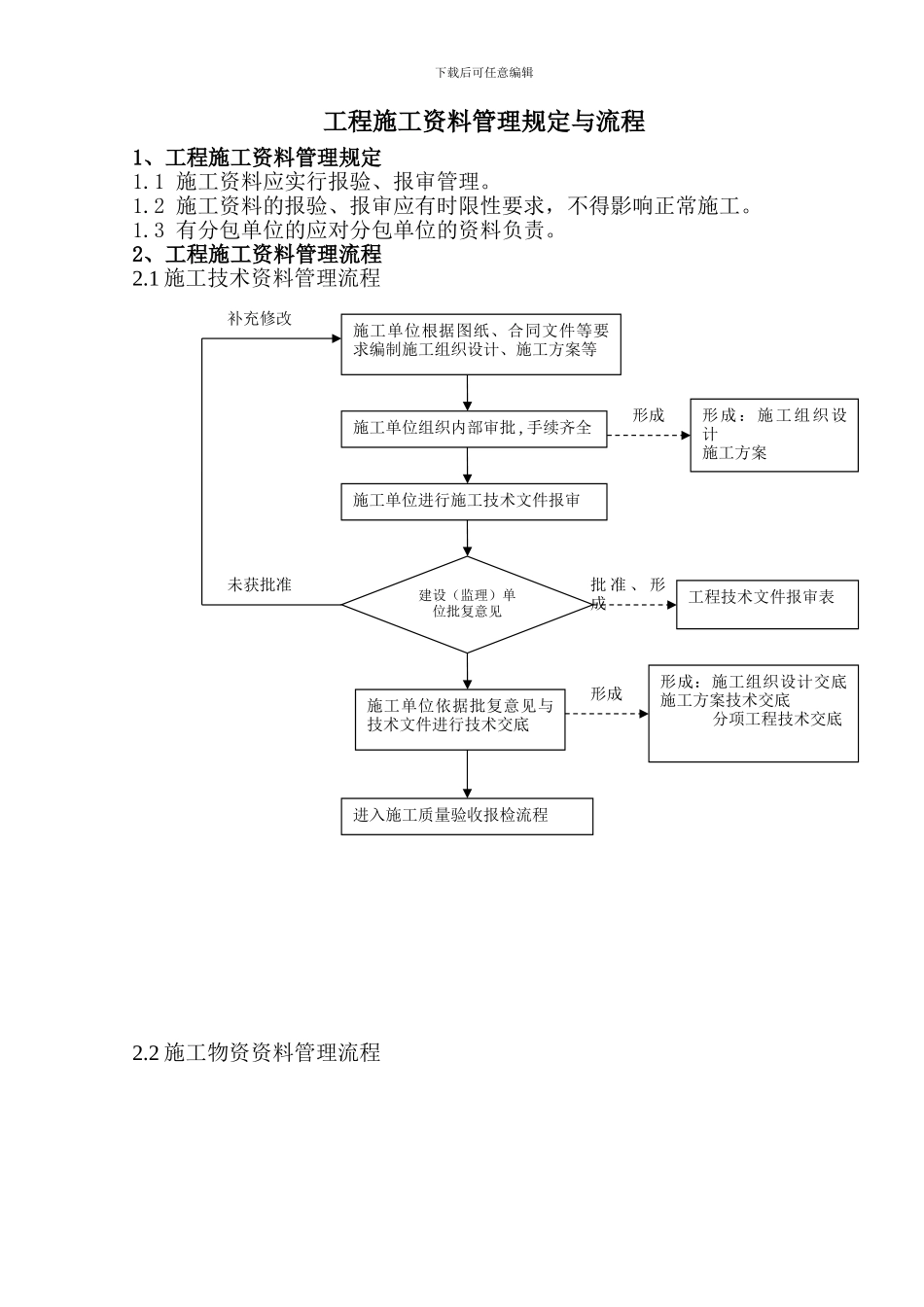 工程施工资料管理规定与流程_第1页